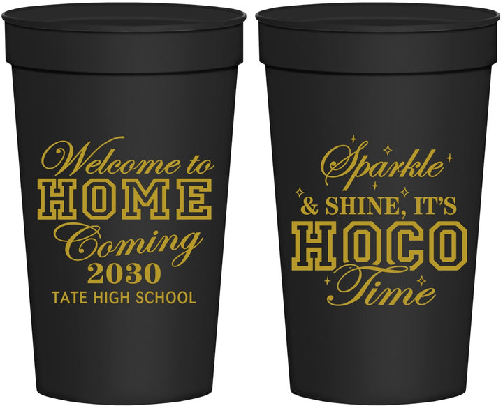 Personalized Homecoming 32 oz Stadium Cups - Sparkle Shine Hoco Time | 330017