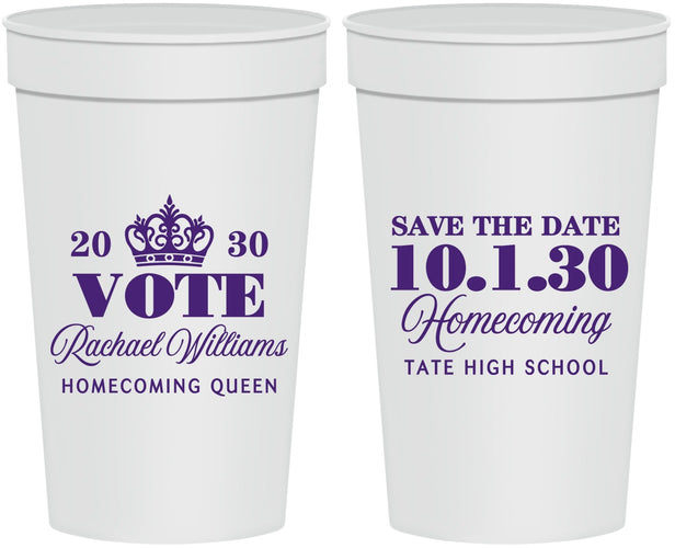Personalized Homecoming 32 oz Stadium Cups - Hoco Queen Vote | 330020