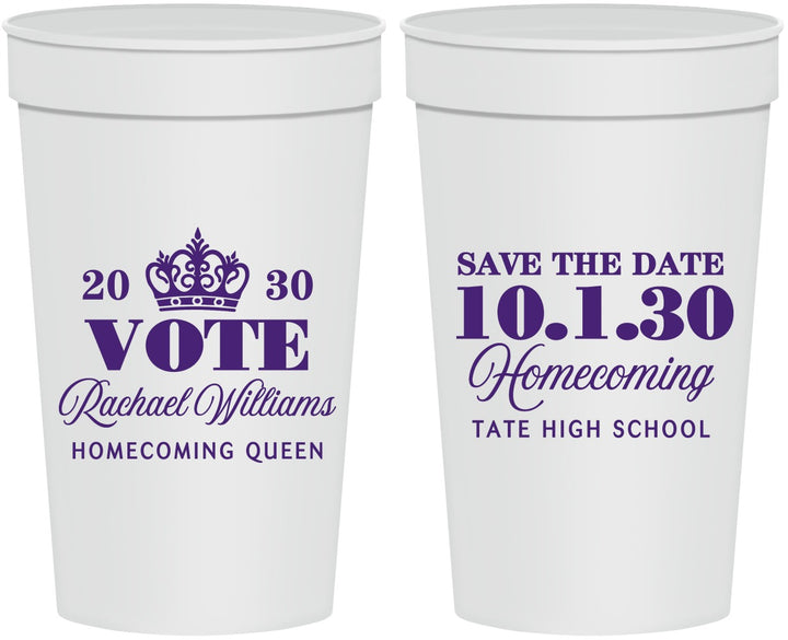 Personalized Homecoming 32 oz Stadium Cups - Hoco Queen Vote | 330020