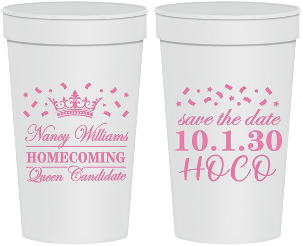 Personalized Homecoming 32 oz Stadium Cups - Hoco Queen Vote | 330024