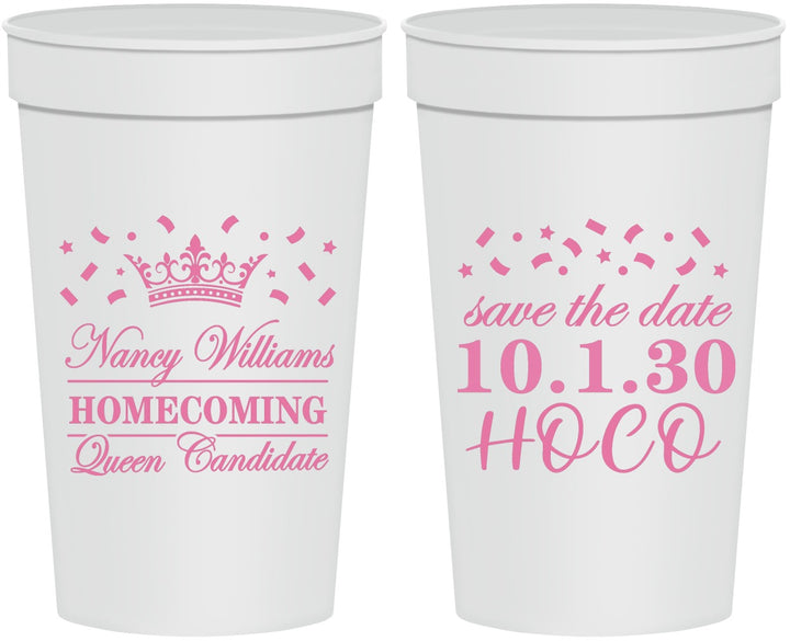 Personalized Homecoming 32 oz Stadium Cups - Hoco Queen Vote | 330024