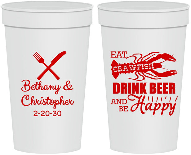 Personalized Wedding 32 oz Stadium Cups - Crawfish Boil | 332