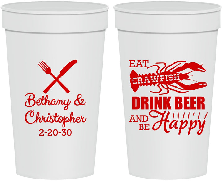 Personalized Wedding 32 oz Stadium Cups - Crawfish Boil | 332