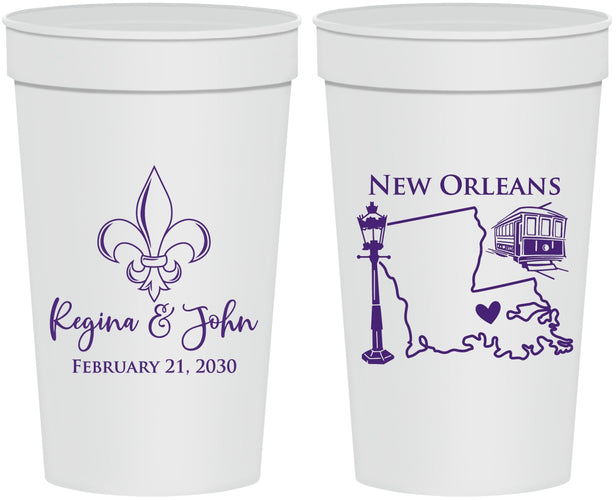 Personalized Wedding 32 oz Stadium Cups - New Orleans | 334