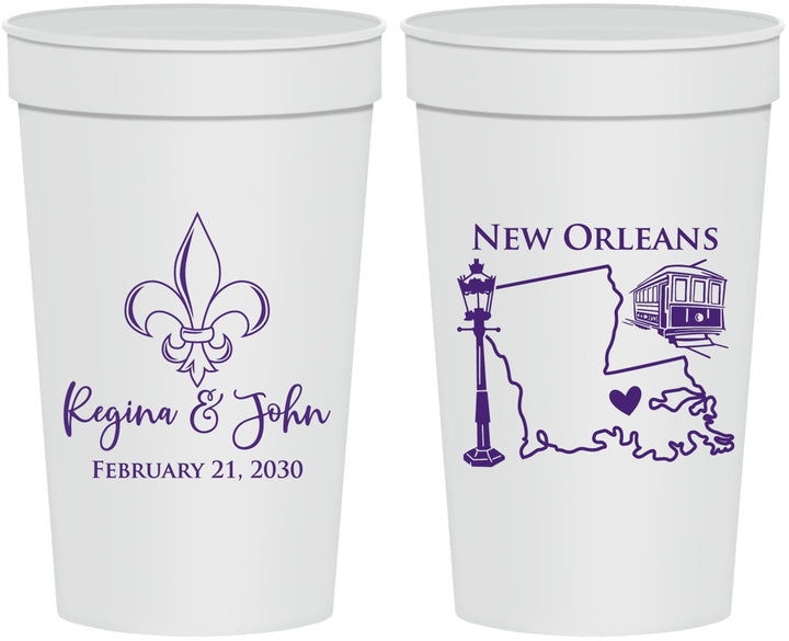 Personalized Wedding 32 oz Stadium Cups - New Orleans | 334