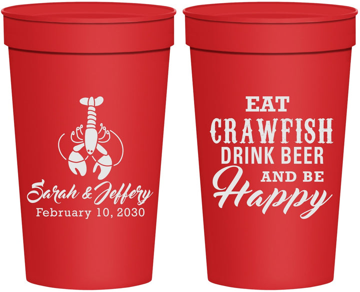Personalized Wedding 32 oz Stadium Cups - Crawfish Boil | 335