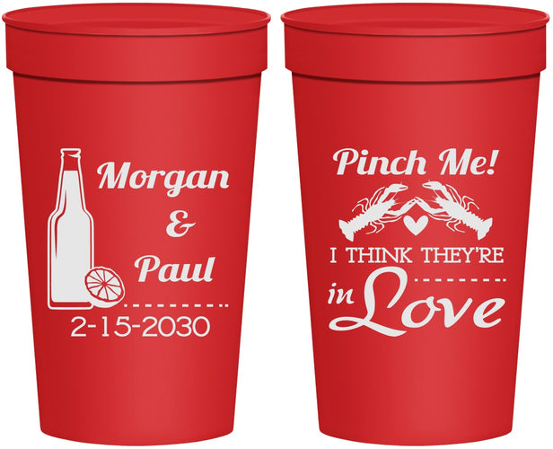 Personalized Wedding 32 oz Stadium Cups - Crawfish Boil Pinch Me | 337