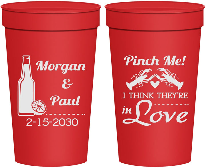Personalized Wedding 32 oz Stadium Cups - Crawfish Boil Pinch Me | 337