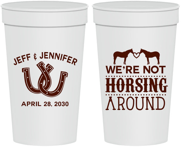 Personalized Wedding 32 oz Stadium Cups - Horseshoe | 340