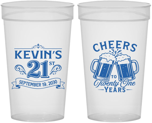 Personalized 21st Birthday 32 oz Stadium Cups - Cheers To Twenty One Years | 340000