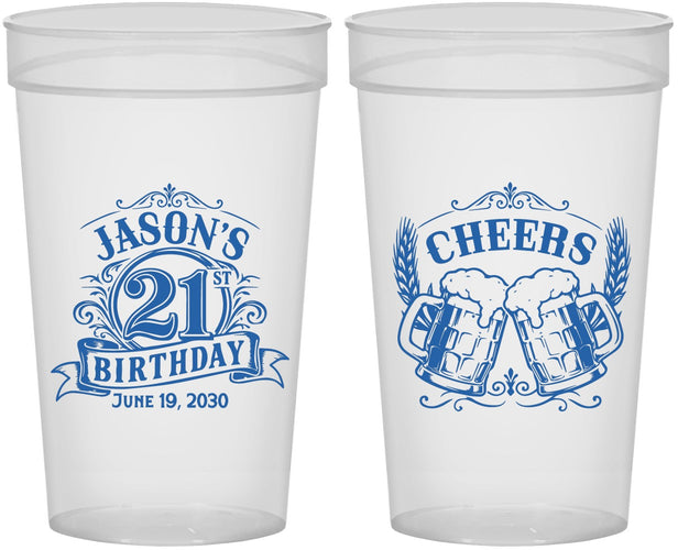 Personalized 21st Birthday 32 oz Stadium Cups - Cheers | 340001
