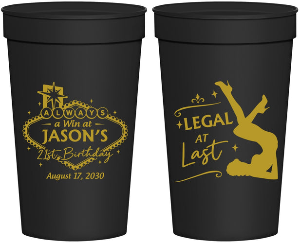 Personalized 21st Birthday 32 oz Stadium Cups - Legal At Last Vegas | 340002