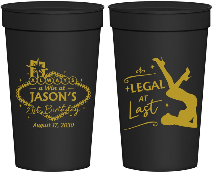 Personalized 21st Birthday 32 oz Stadium Cups - Legal At Last Vegas | 340002