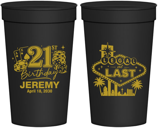 Personalized 21st Birthday 32 oz Stadium Cups - Legal At Last Vegas | 340003