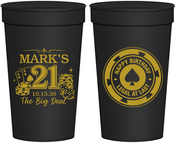 Personalized 21st Birthday 32 oz Stadium Cups - Legal At Last Vegas | 340004