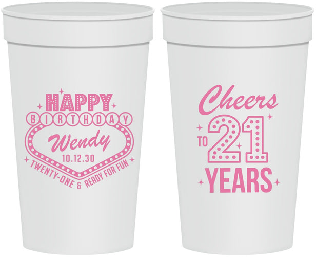Personalized 21st Birthday 32 oz Stadium Cups - Vegas | 340007