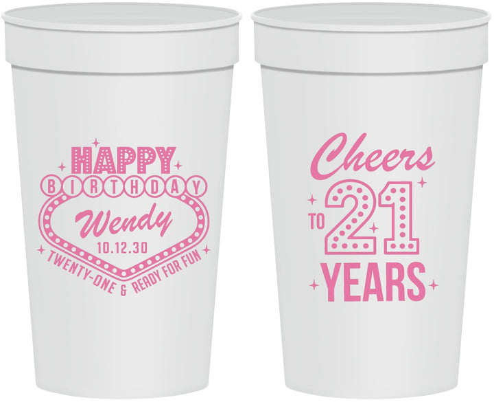 Personalized 21st Birthday 32 oz Stadium Cups - Vegas | 340007