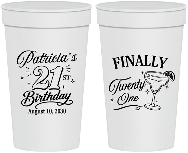 Personalized 21st Birthday 32 oz Stadium Cups - Finally Twenty One | 340008