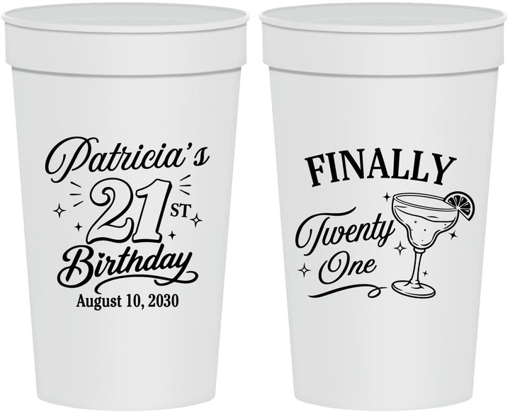 Personalized 21st Birthday 32 oz Stadium Cups - Finally Twenty One | 340008