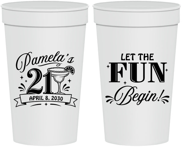 Personalized 21st Birthday 32 oz Stadium Cups - Let The Fun Begin | 340009