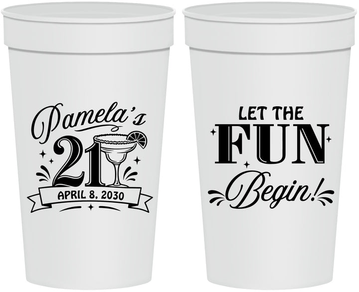 Personalized 21st Birthday 32 oz Stadium Cups - Let The Fun Begin | 340009
