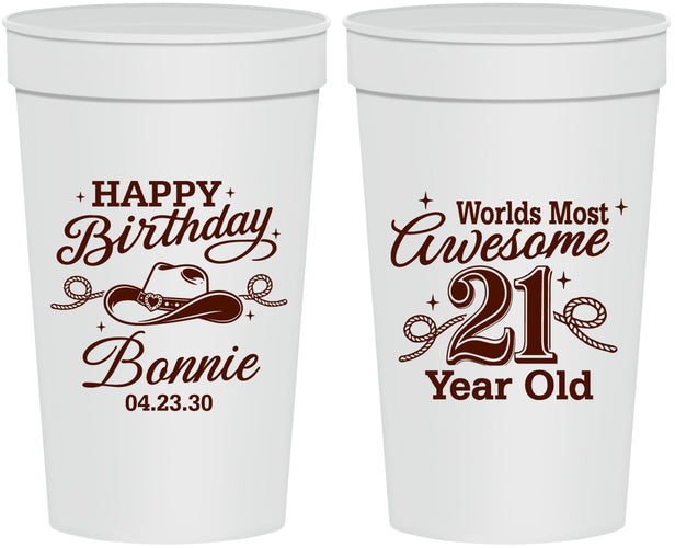 Personalized 21st Birthday 32 oz Stadium Cups - Cowgirl | 340013