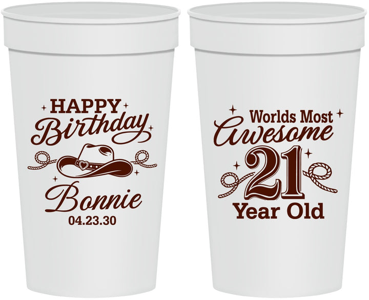 Personalized 21st Birthday 32 oz Stadium Cups - Cowgirl | 340013