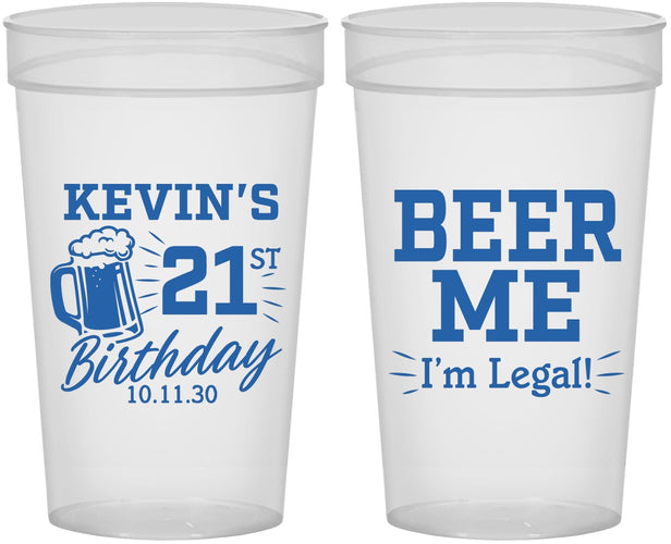 Personalized 21st Birthday 32 oz Stadium Cups - Beer Me I Am Legal | 340014