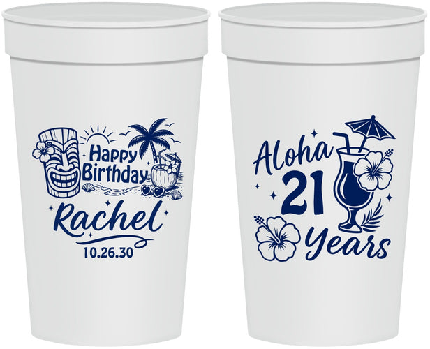 Personalized 21st Birthday 32 oz Stadium Cups - Aloha Hawaii | 340016