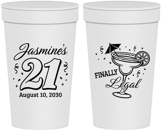 Personalized 21st Birthday 32 oz Stadium Cups - Finally Legal | 340018