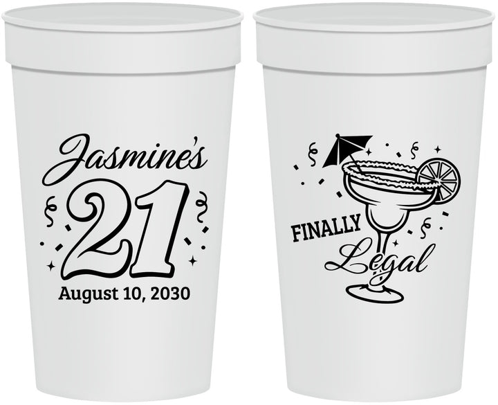 Personalized 21st Birthday 32 oz Stadium Cups - Finally Legal | 340018