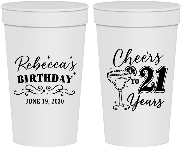Personalized 21st Birthday 32 oz Stadium Cups - Cheers To Twenty One Years | 340019