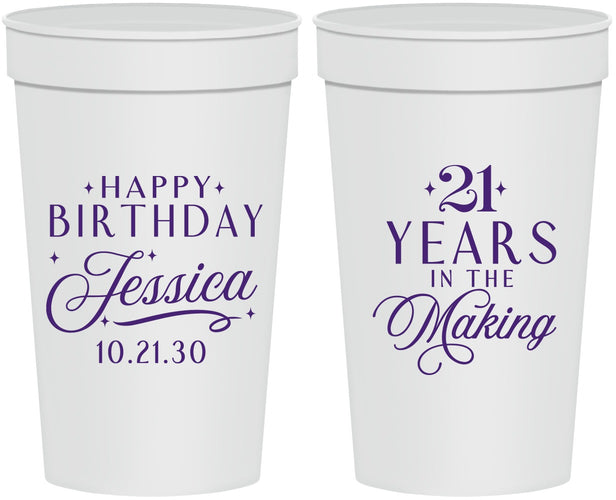 Personalized 21st Birthday 32 oz Stadium Cups - Twenty One Years In The Making | 340023