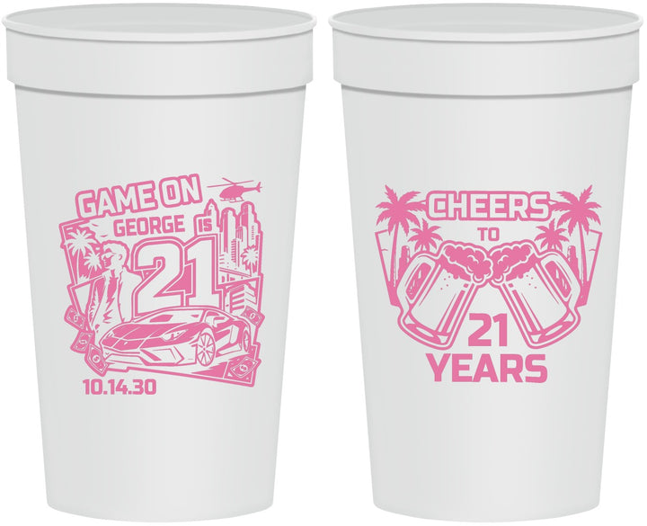 Personalized 21st Birthday 32 oz Stadium Cups - Video Game | 340024