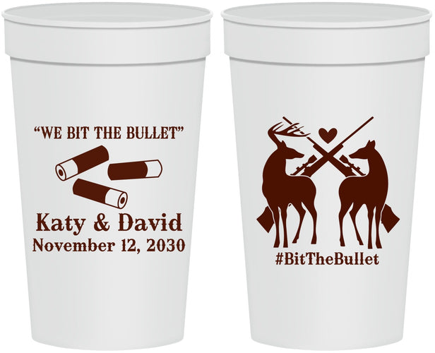 Personalized Wedding 32 oz Stadium Cups - We Bit The Bullet | 343