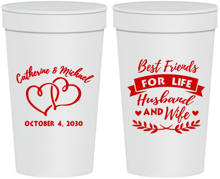 Personalized Wedding 32 oz Stadium Cups - Best Friends For Life | 349