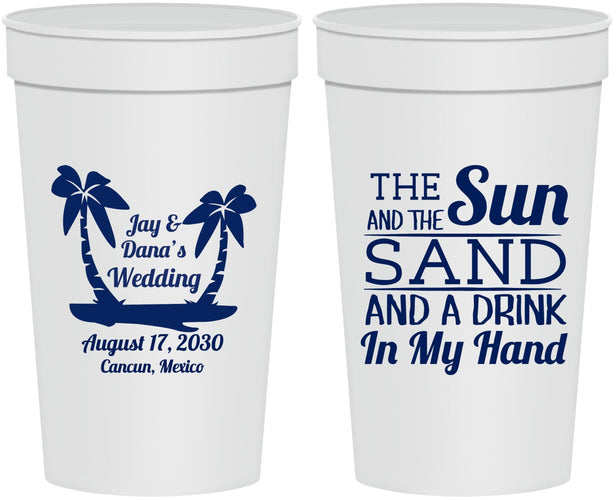 Personalized Wedding 32 oz Stadium Cups - Beach | 350