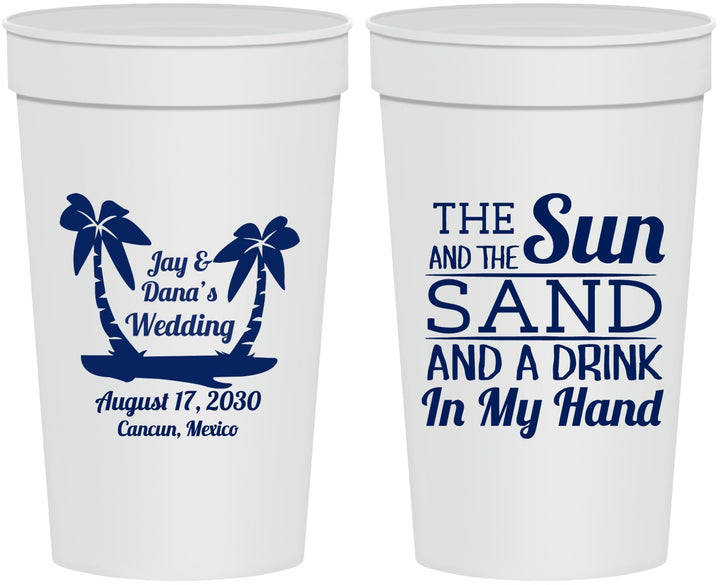 Personalized Wedding 32 oz Stadium Cups - Beach | 350