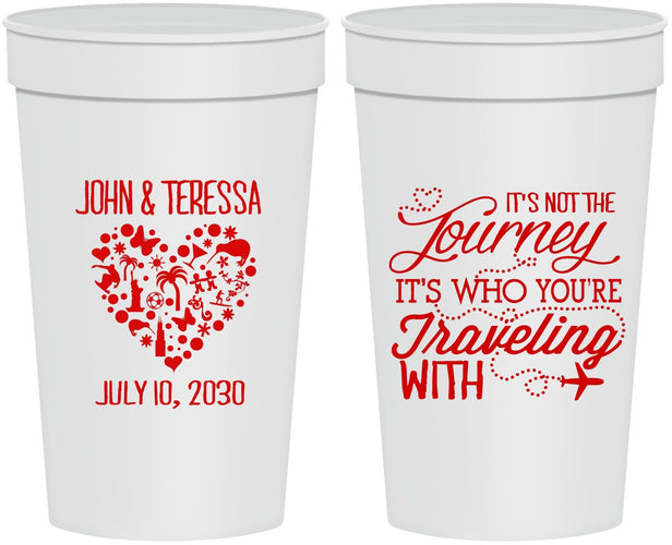 Personalized Wedding 32 oz Stadium Cups - Journey Traveling With | 354