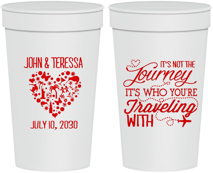 Personalized Wedding 32 oz Stadium Cups - Journey Traveling With | 354