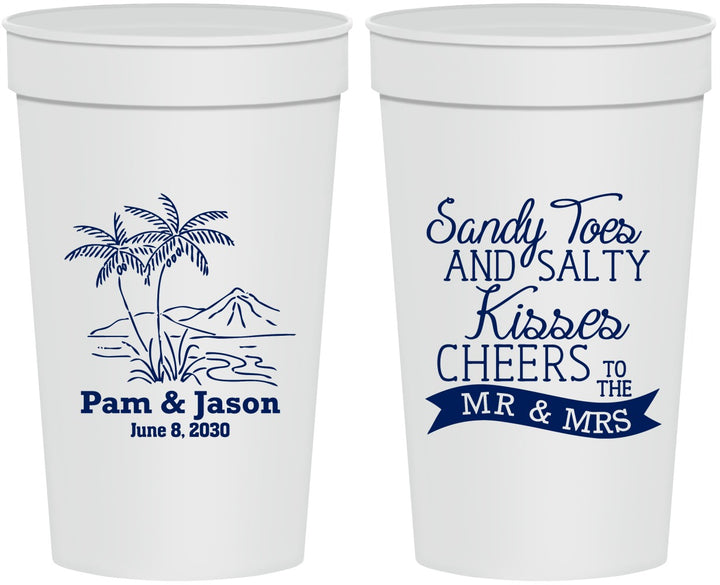 Personalized Wedding 32 oz Stadium Cups - Beach | 358