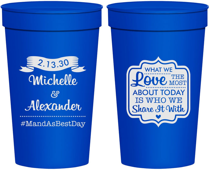 Personalized Wedding 32 oz Stadium Cups - Love Story | 359