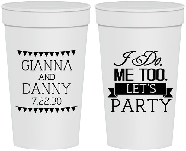 Personalized Wedding 32 oz Stadium Cups - I Do Me Too | 363