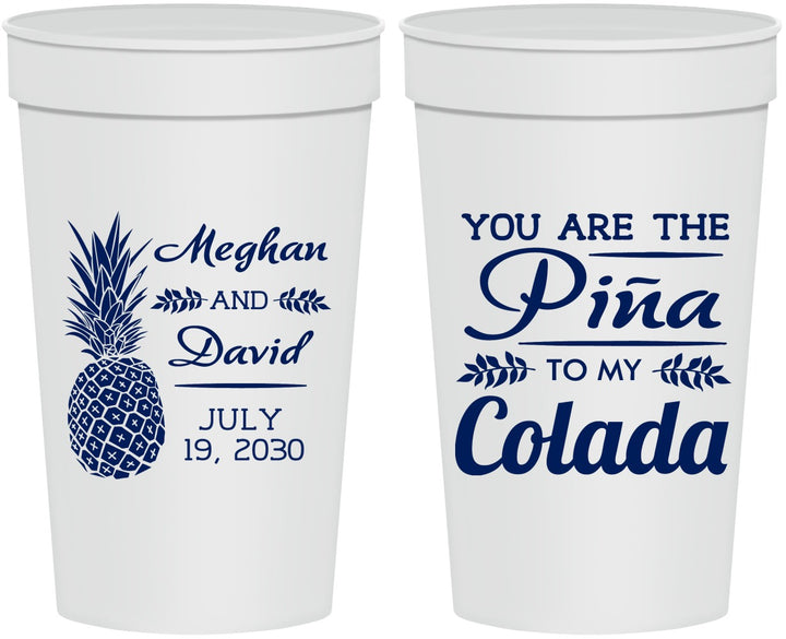 Personalized Wedding 32 oz Stadium Cups - Pina Colada | 364