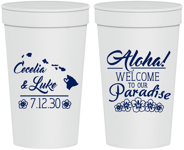 Personalized Wedding 32 oz Stadium Cups - Hawaii | 365