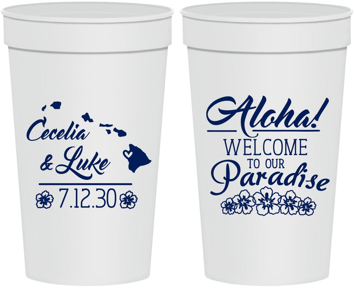 Personalized Wedding 32 oz Stadium Cups - Hawaii | 365