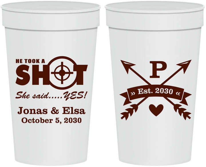 Personalized Wedding 32 oz Stadium Cups - Take A Shot She Said Yes | 370