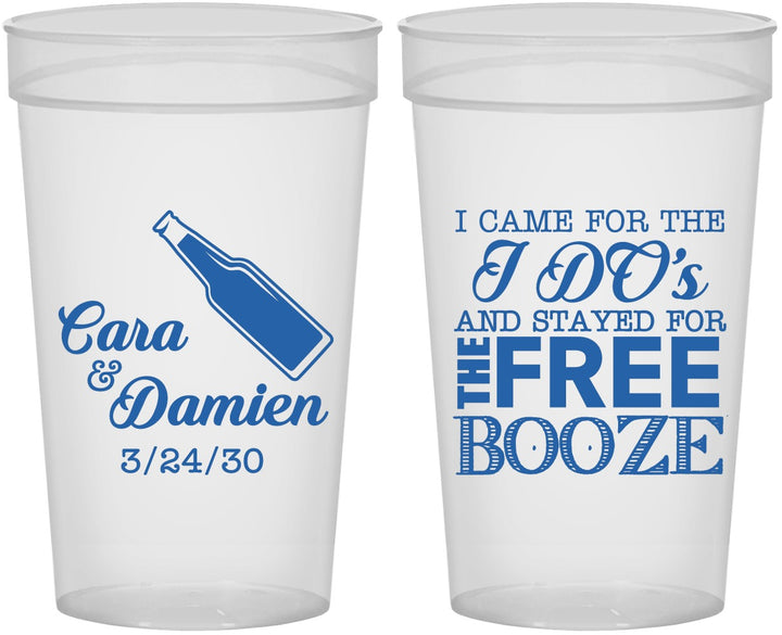 Personalized Wedding 32 oz Stadium Cups - I Do Free Booze | 371