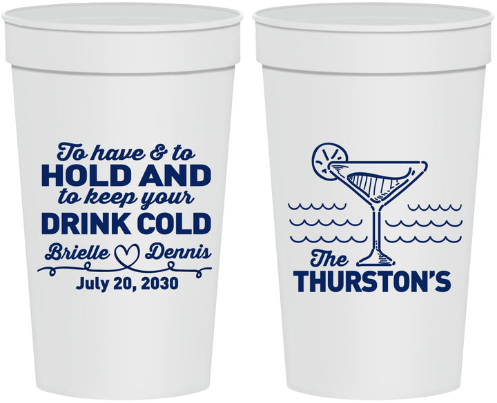 Personalized Wedding 32 oz Stadium Cups - To Have And To Hold | 375