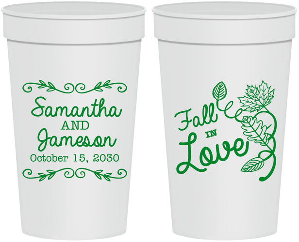 Personalized Wedding 32 oz Stadium Cups - Fall In Love | 377